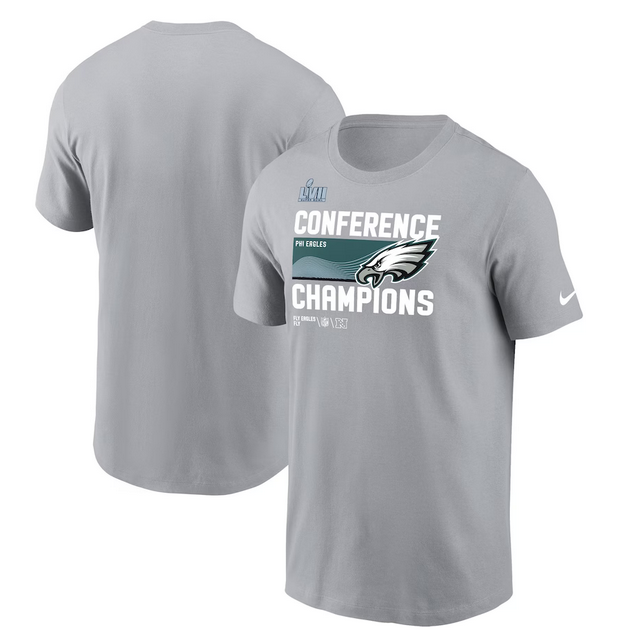 Men's Gray Philadelphia Eagles 2022 NFC Champions Locker Room Trophy Collection T-Shirt